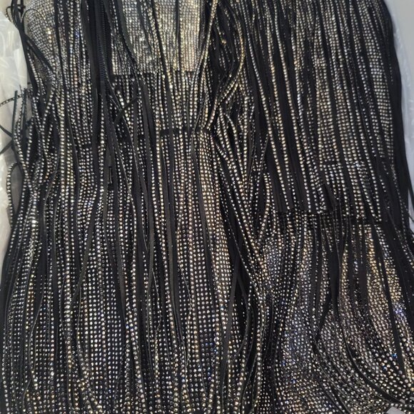 INC International Concepts Is Black and Silver Bling Fringe Heeled Boots Sz 7.5M - Picture 15 of 15